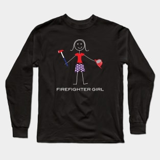 Funny Womens Firefighter Girl illustration Long Sleeve T-Shirt